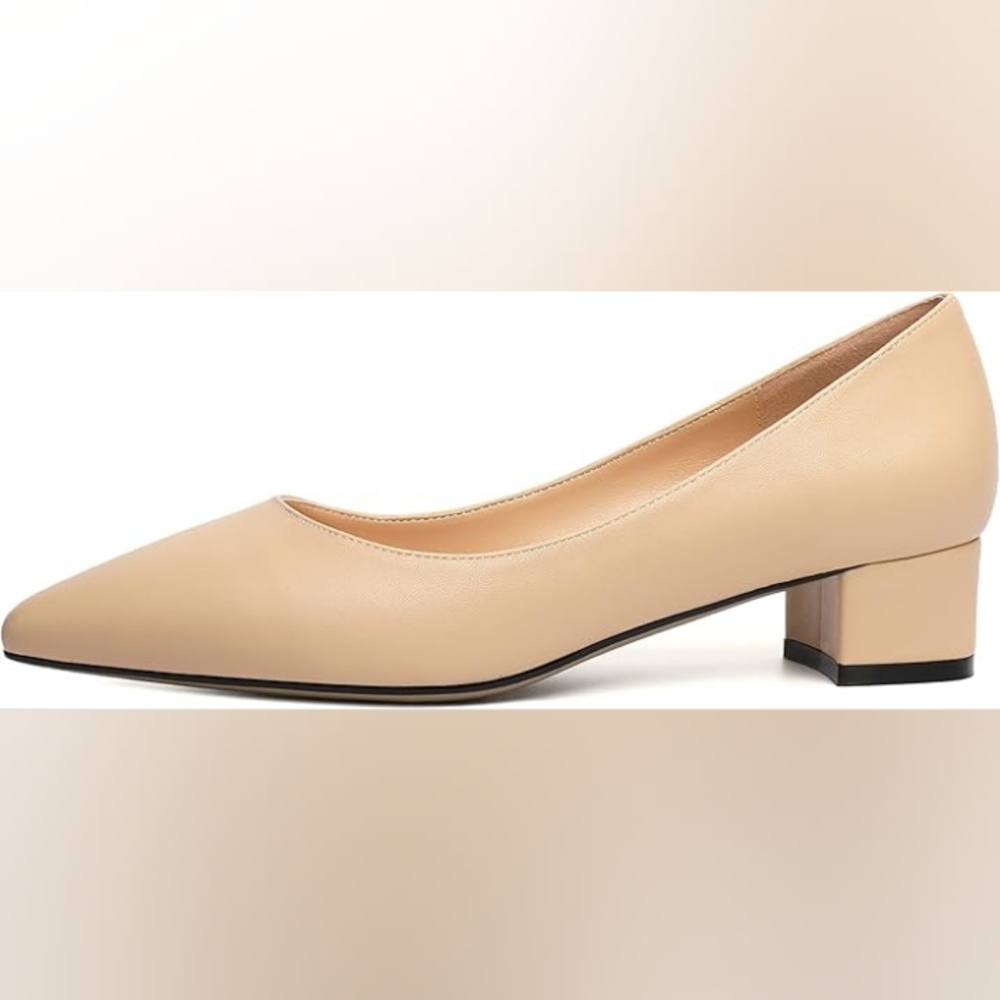 BRAND NEW NWT Classic Pointed Toe Block Nude Neutral Kitten Heels 11